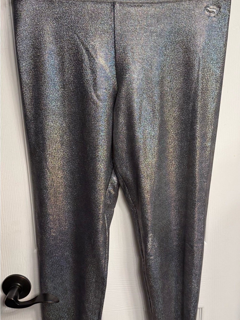 Vintage PINK Victoria's Secret Holographic Silver Leggings size large